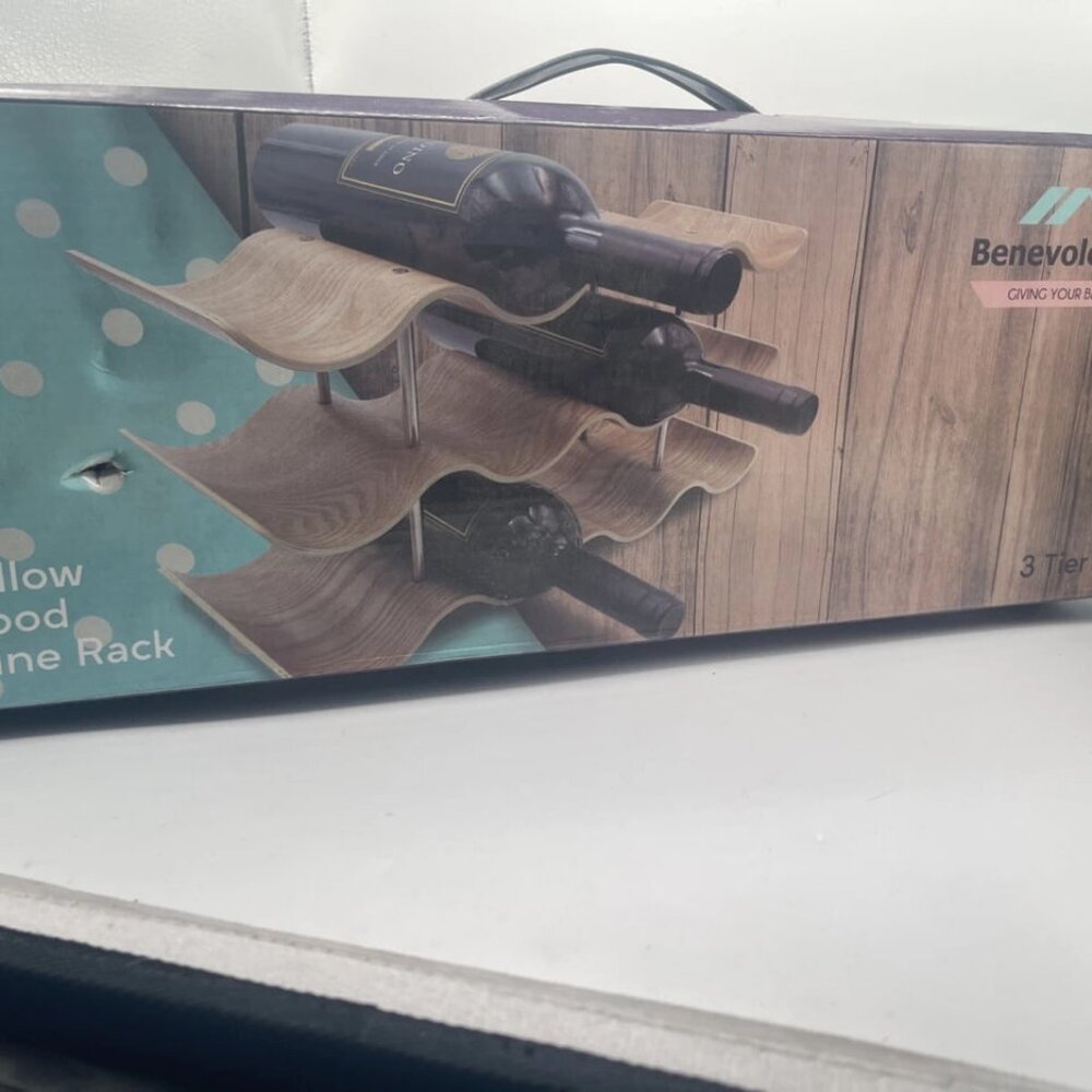 Benevolence Willow Wood Wine Rack 3 Tier 12 Bottle Capacity